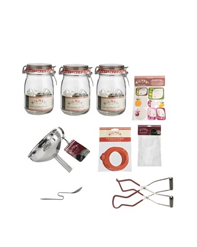 Kilner Set of 3 Clip Top Jars & Preserving Kit [Fruit Blossom]