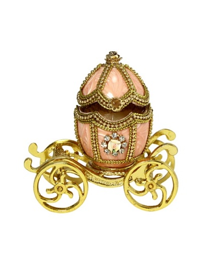 Kingspoint Designs Hand Painted Egg Carousel Jewelry Box, Gold