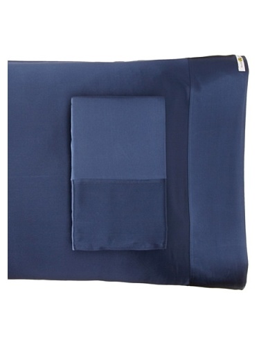 Kumi Kookoon Set of 2 Silk Pillowcases, Indigo, 20 x 32