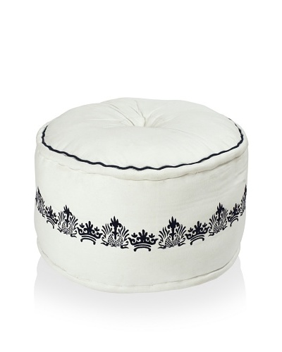 Surya Embroidered Canvas Pouf
