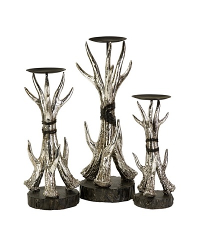 Set of 3 Antler Candle Holders
