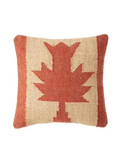 La Boheme Jute/Wool-Blend Flag Cushion, Yellow/Rust, 16 x 16