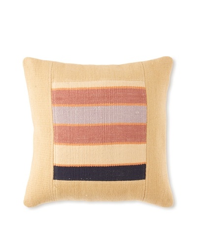 La Boheme Cotton Stripe Cushion, Yellow/Multi, 16 x 16