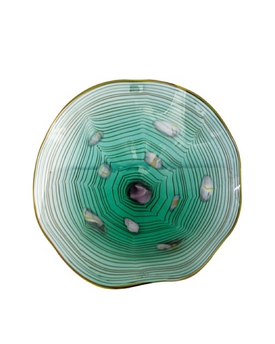 La Meridian Mouth-Blown Glass Wall Plate, Green/White/Purple, Medium