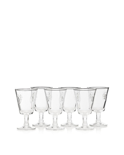 La Rochère Set of 6 Fleur De Lys Décor 8.5-Oz. Footed Wine Glasses