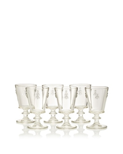 La Rochère Set of 6 Bee Décor Footed Water Goblets, Clear