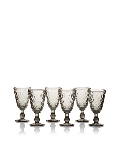 La Rochère Set of 6 Lyonnais Décor 8-Oz. Wine Glasses, Charcoal