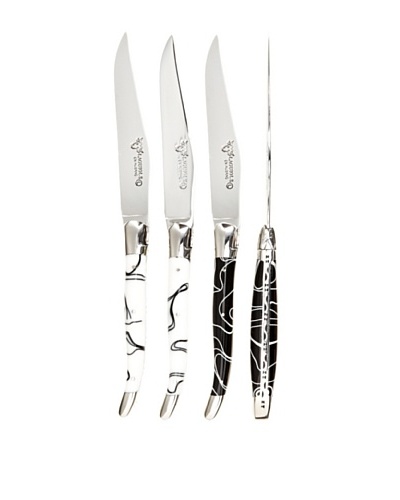 Laguiole en Aubrac Set of 4 Table Knives, Black/White Marshmallow