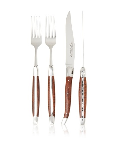 Laguiole en Aubrac Set of 2 Amourette Wood Knives & Forks