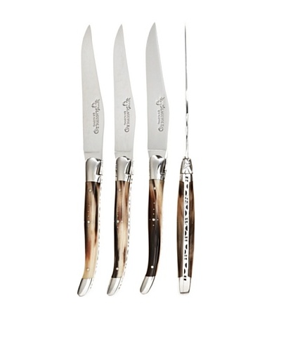 Laguiole en Aubrac Set of 4 Solid Horn Steak Knives