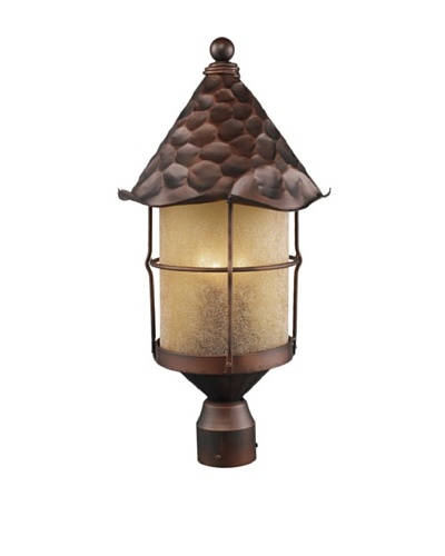 Landmark 389-AC Rustica 3-Light Outdoor Post Light 26-Inch, Antique Copper with Scavo Glass