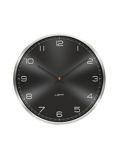 Leff Amsterdam Stainless Steel Embossed Aluminum Arabic Clock, Black
