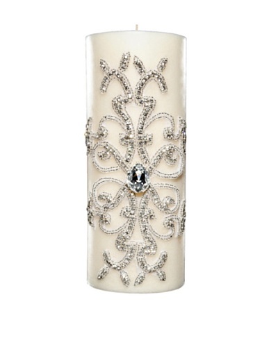 Lisa Carrier Designs Large Diamond Pillar Candle in Gardenia Scent, White, 61-Oz.