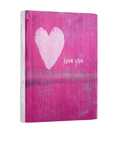 Lisa Weedn Love You Pink Reclaimed Finished Wood Portrait