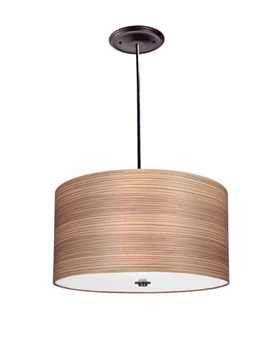 Lite Tops Wood Veneer Drum Pendant Light, Oil-Rubbed Bronze