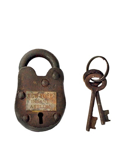 Locks of Love Vintage Inspired Cast Iron Padlock with Open Keyhole, c1950s