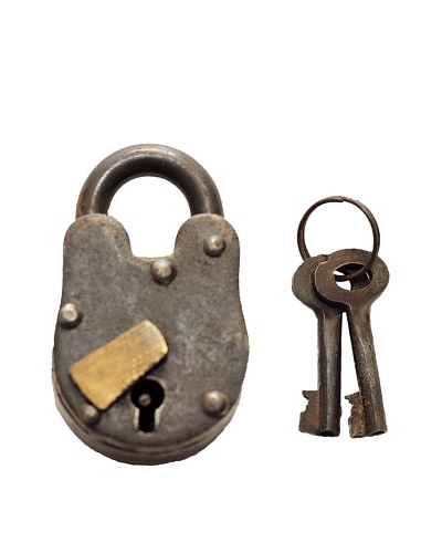 Locks of Love Vintage Inspired Steel Padlock with Brass Accent, c1950s