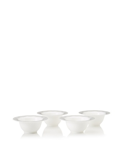 Magppie Set of 4 Ramsete Dessert Bowls, White/Grey, 6.75
