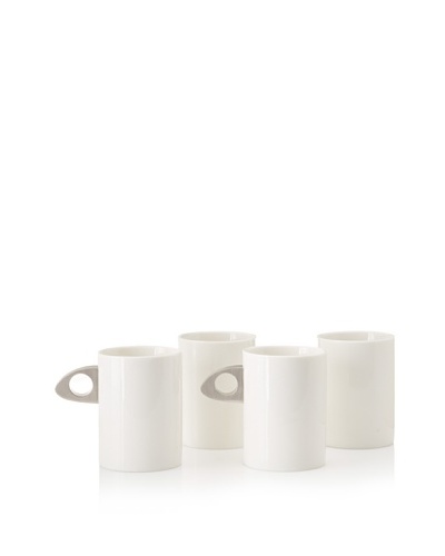 Magppie Set of 4 Tebe Mugs, Off-White/Silver