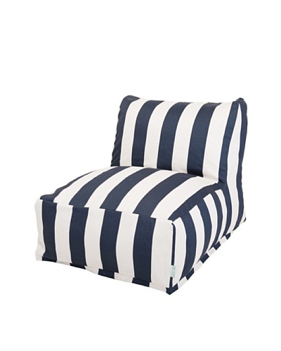 Majestic Home Goods Vertical Stripe Bean Bag Chair Lounger, Navy