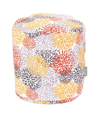 Majestic Home Goods Blooms Small Pouf, Yellow/Grey