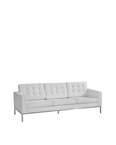 Manhattan Living Button Sofa in Leather, White