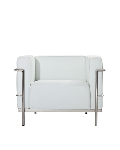 Manhattan Living Grand Leather Chair, White