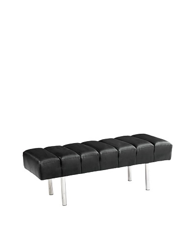 Manhattan Living Classic Leather 2-Seater Bench, Black