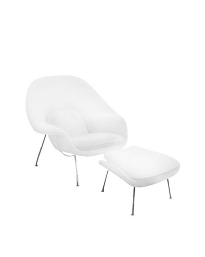 Manhattan Living Womb Chair & Ottoman Set, White