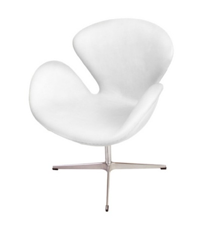Manhattan Living Swan Leather Chair, White