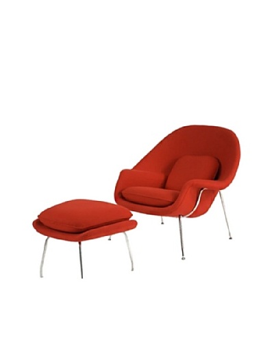 Manhattan Living Womb Chair & Ottoman Set, Red