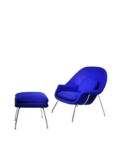 Manhattan Living Womb Chair & Ottoman Set, Blue