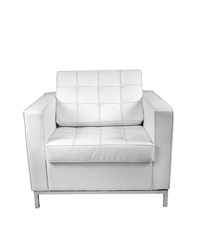 Manhattan Living Button Armchair in Leather, White