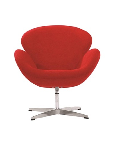 Manhattan Living Fabric Swan Chair, Red
