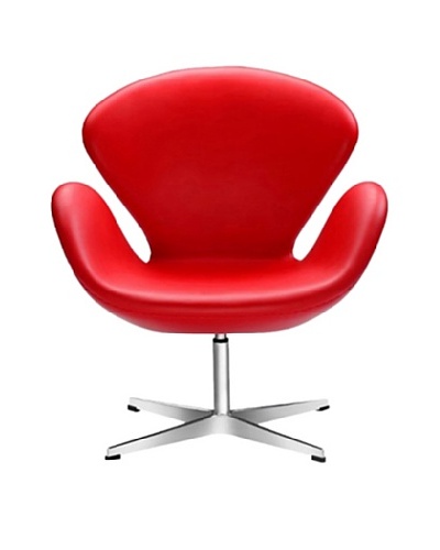 Manhattan Living Leather Swan Chair, Red