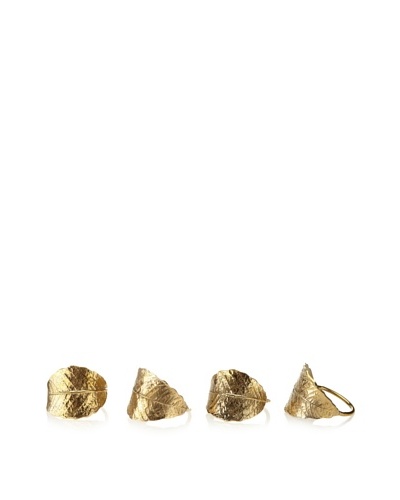 Matahari Set of 4 Gold Leaf Napkin Rings