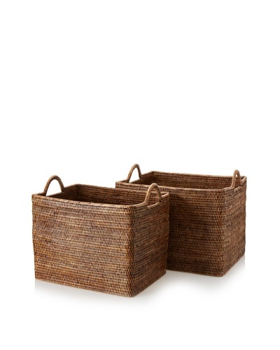 Matahari Set of 2 Handwoven Baskets with Loop Handles