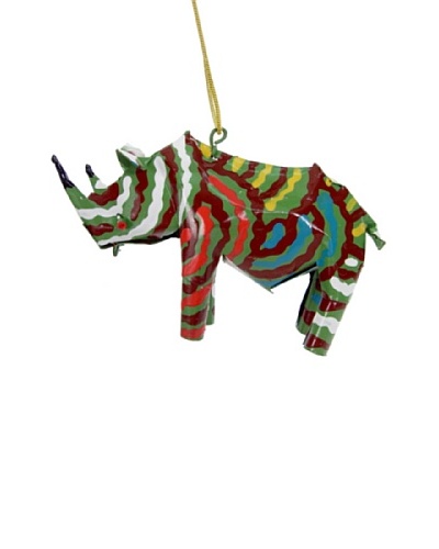 Mbare Painted Tin Rhino Ornament