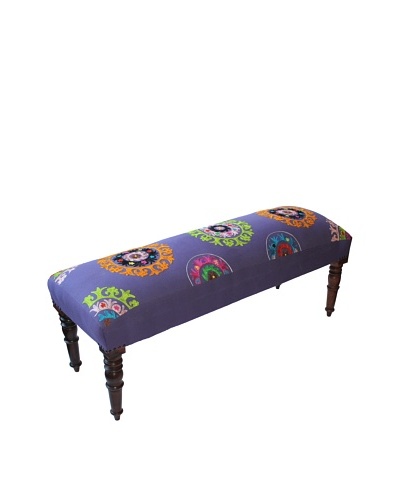 Mélange Home Suzani Embroidered Bench, Purple