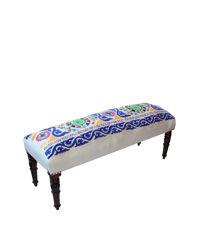 Mélange Home Suzani Embroidered Bench, Cream