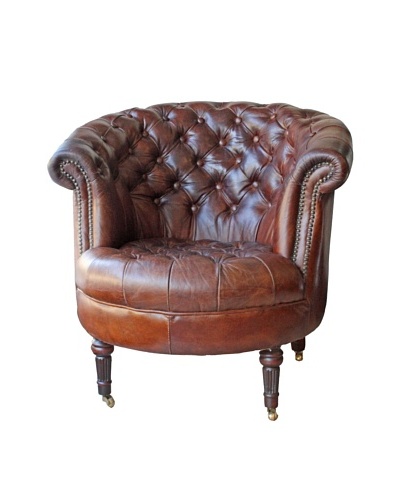 Mélange Home Barrell Leather Armchair, Vintage Brown