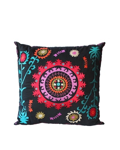 Mélange Home Suzani Embroidered Euro Square Pillow, BlackAs You See