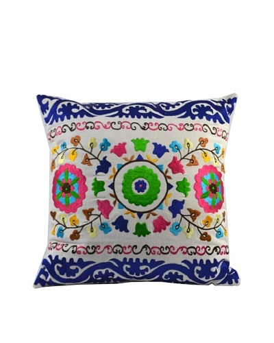 Mélange Home Suzani Embroidered Square Pillow, CreamAs You See