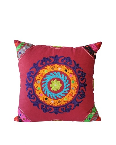 Mélange Home Suzani Embroidered Euro Square Pillow, RedAs You See