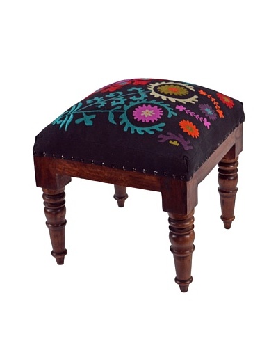 Mélange Home Suzani Embroidered Stool, BlackAs You See