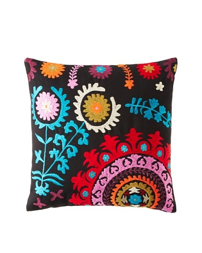 Mélange Home Suzani Embroidered Square Pillow, BlackAs You See