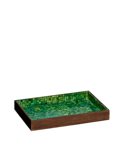 Mela Artisans Handcrafted Inlaid Bone Serving Tray, Green/Turquoise