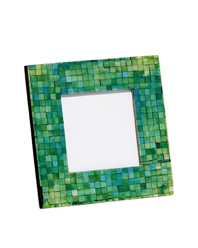 Mela Artisans Handcrafted Inlaid Bone Photo Frame, Green/Turquoise, 4 x 4