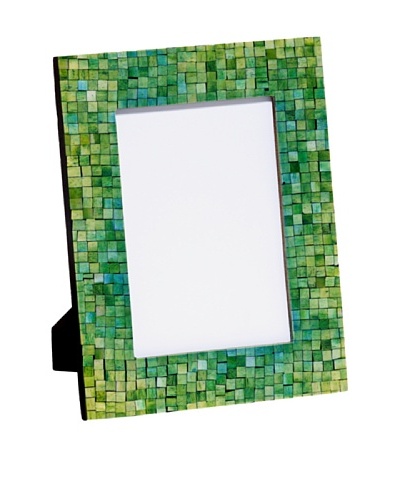Mela Artisans Handcrafted Inlaid Bone Photo Frame, Green/Turquoise, 5 x 7