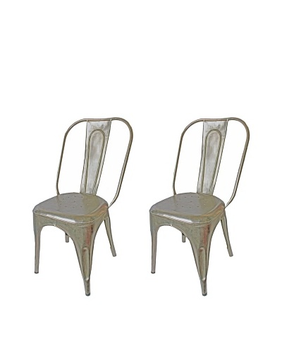 Melange Home Set of 2 Vintage Painted Chairs, Aluminum